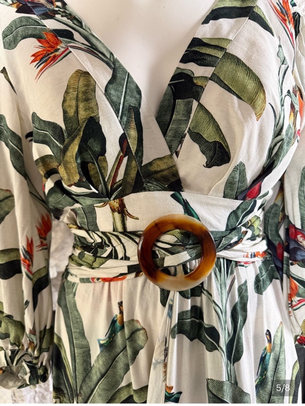 NWT PatBO Tropical Hi-Low Romper Dress Linen Blend Bird Print Size 6 - Picture 5 of 8